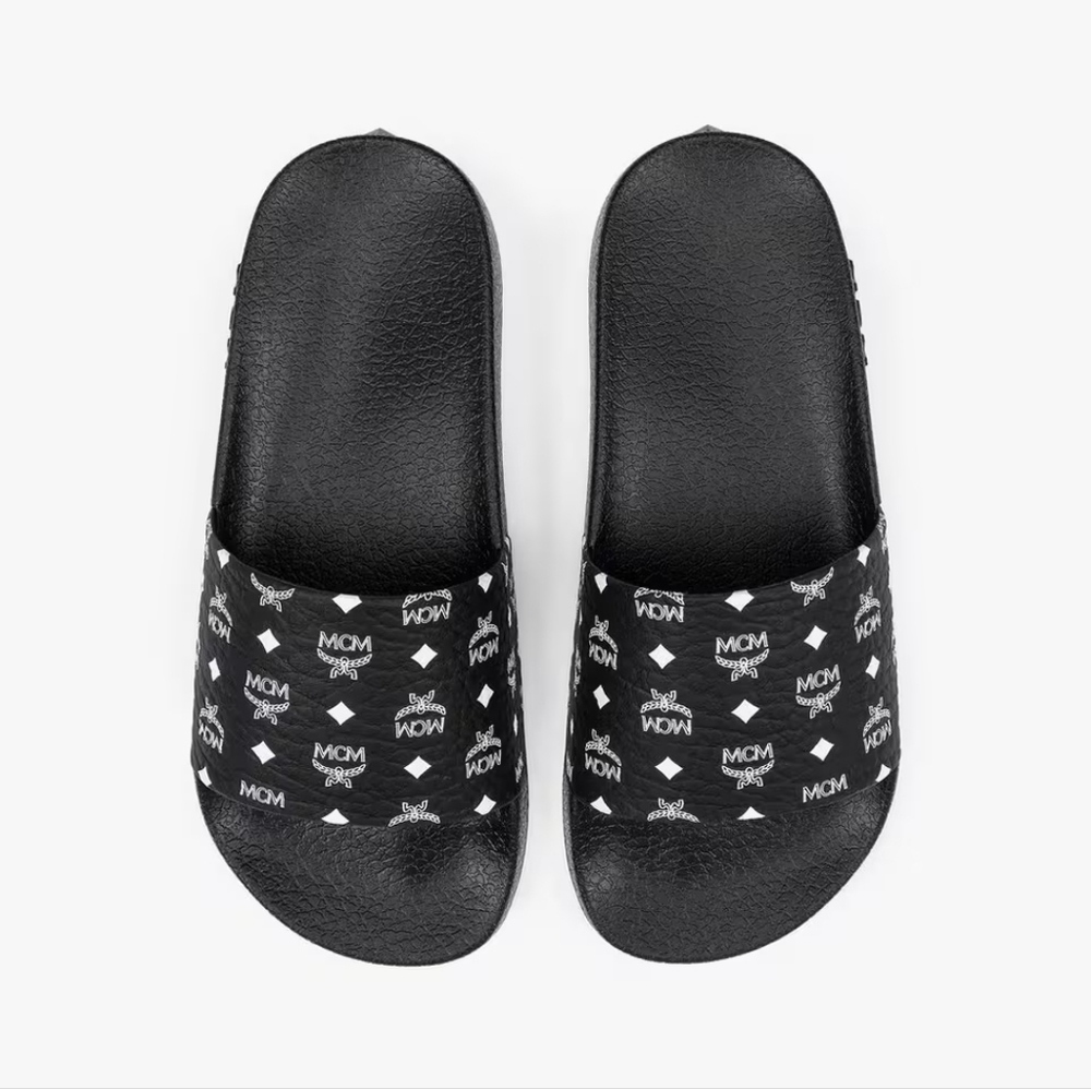 NEW MCM MONOGRAM PRINT RUBBER SLIDES - Picture 4 of 10
